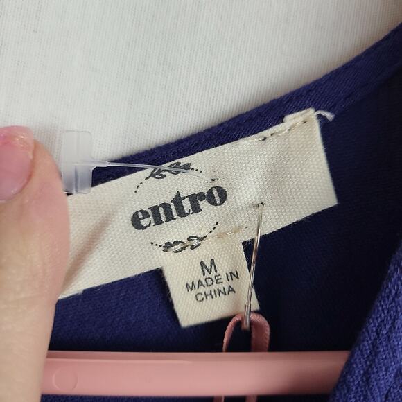 Entro Womens Blue 3/4 Sleeve V Neck Front Knot‎ One Piece Pantsuit Size Medium - Picture 8 of 11